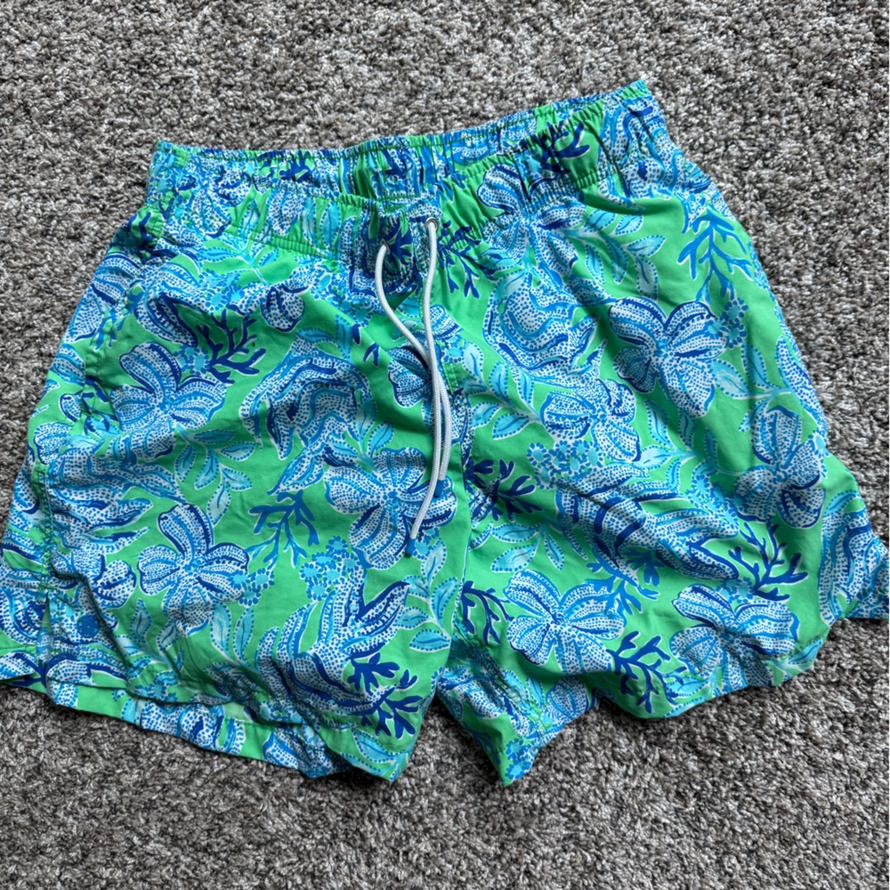 Lilly Pulitzer Green and Blue Men’s swim trunks